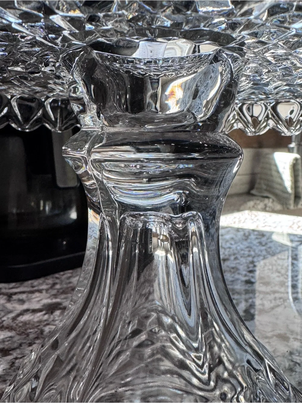 Fostoria American #2056 Clear Old Round Glass Pedestal Cake Stand With Rum Well